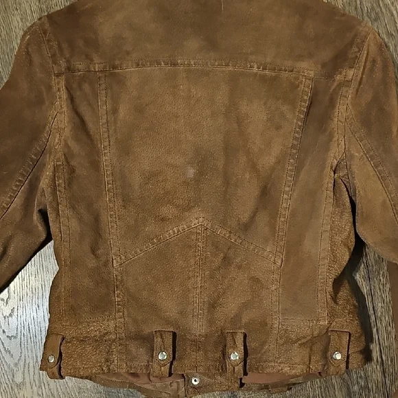 VINTAGE Blank NYC Brown SUEDE Moto Jacket Retro Coat Military Y2K - Picture 11 of 13